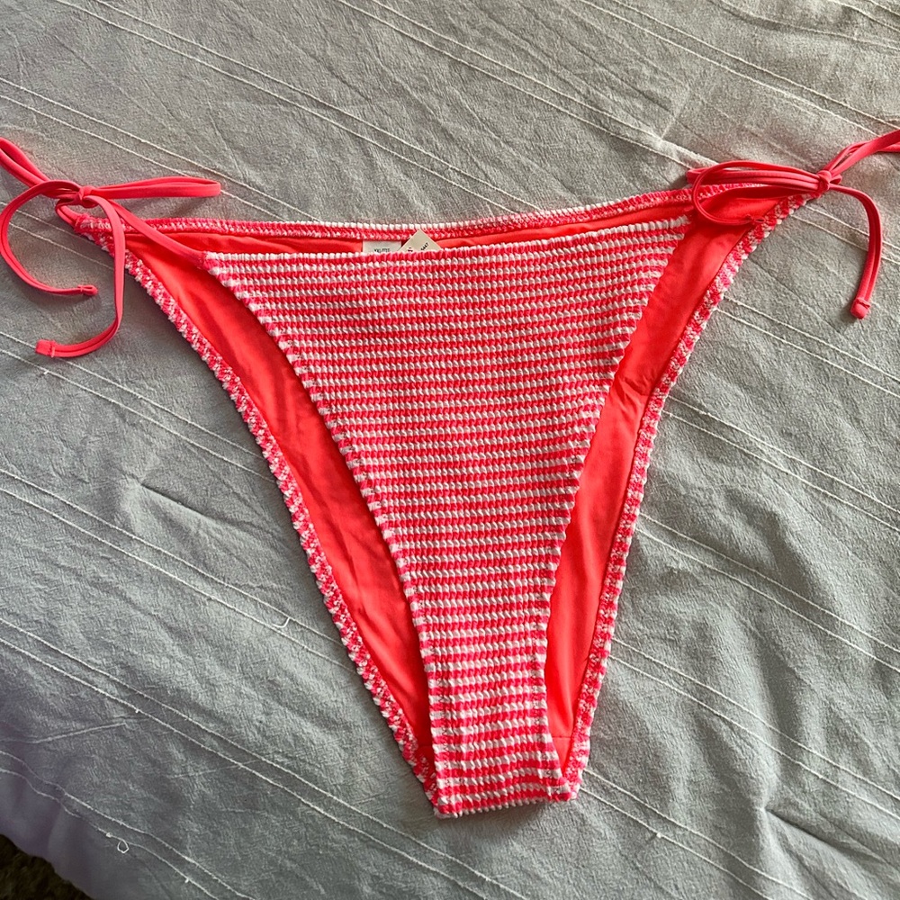 Aerie Crinkle Stripe Cheekiest Tropadelic Tie Bikini Bottoms XXL NWT
